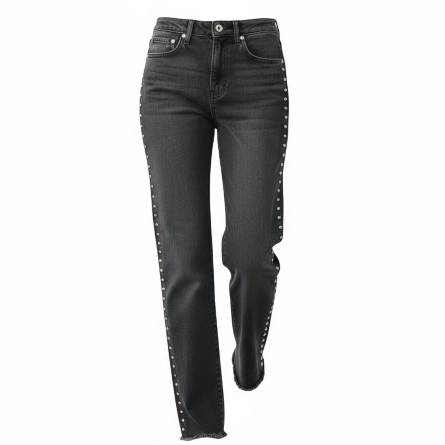 JEANS TIRO ALTO TACHAS