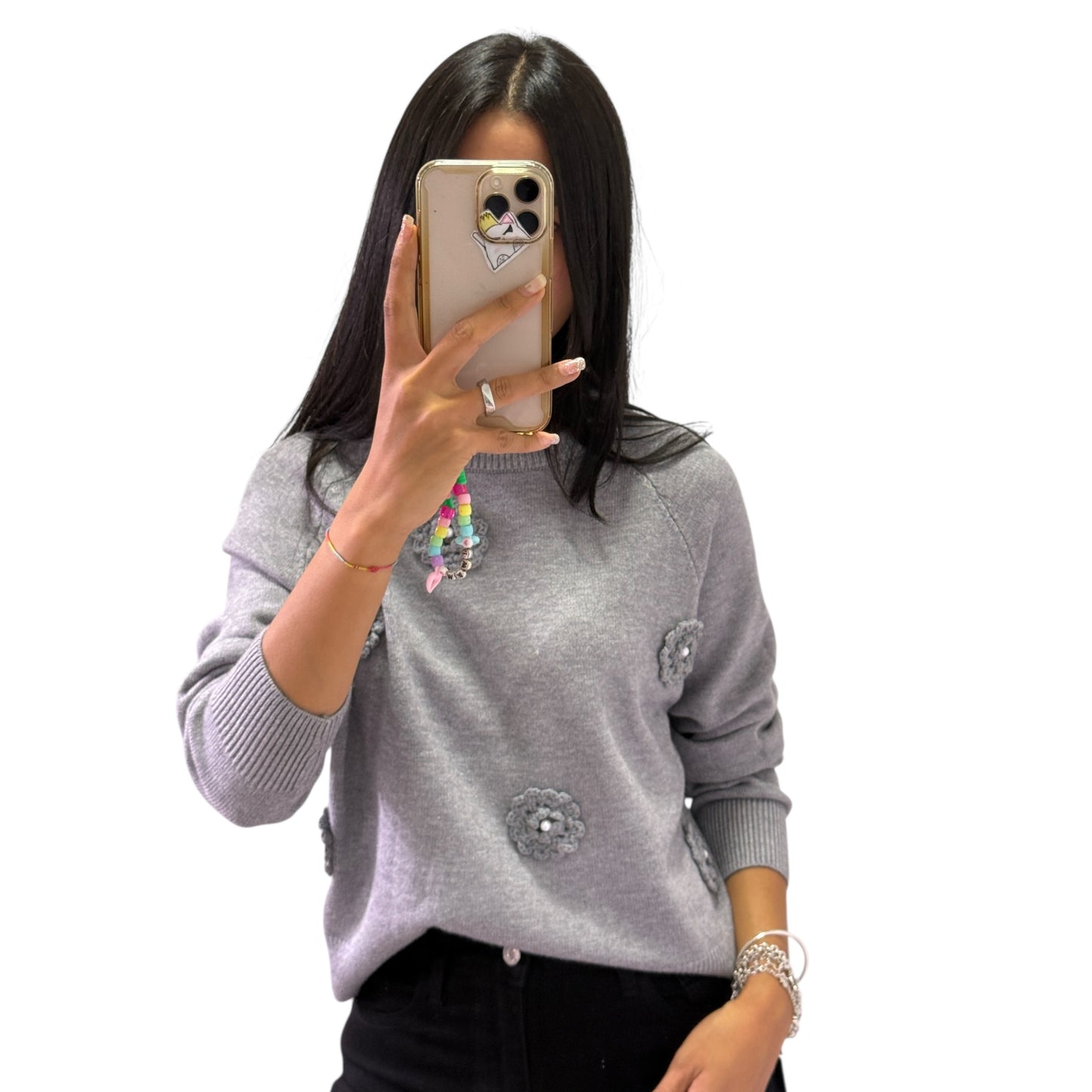 JERSEY PUNTO FLORES CON PERLAS