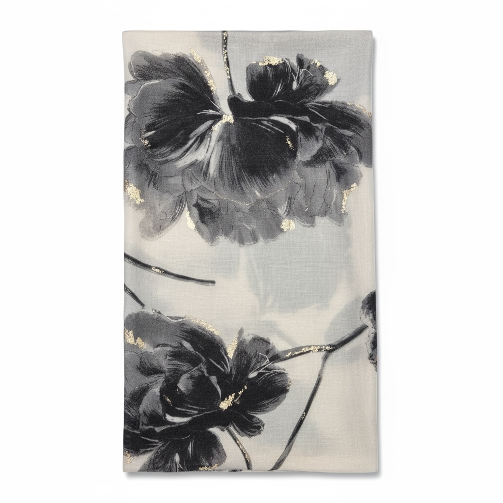 PAÑUELO BEIGE ESTAMPADO HILO DORADO