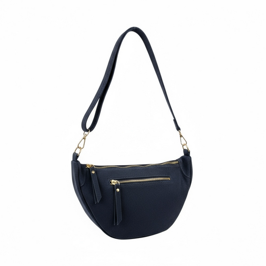 BOLSO PIEL SERRAJE DE HOMBRO AZUL MARINO