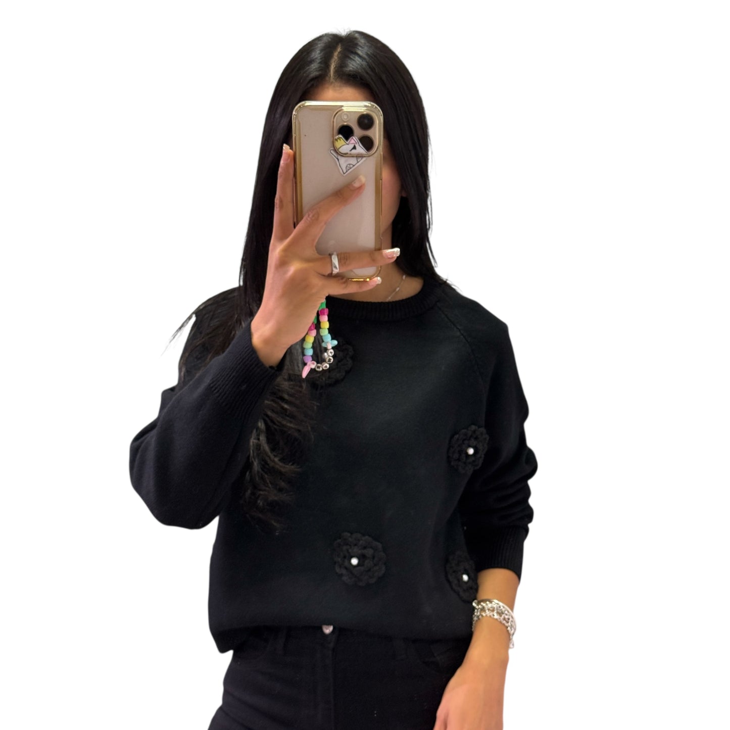JERSEY PUNTO FLORES CON PERLAS