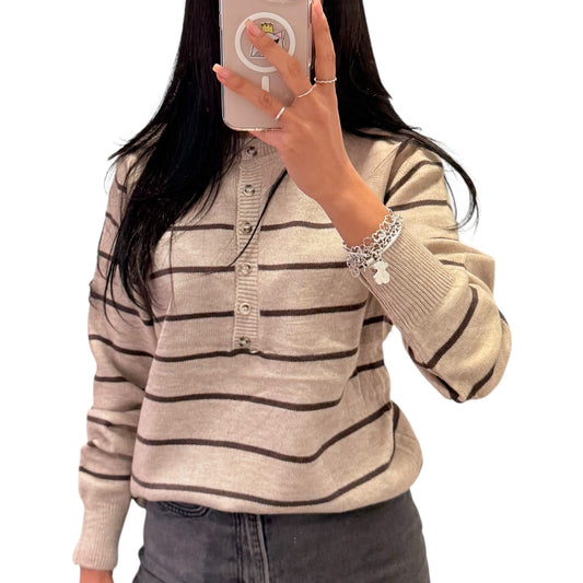 JERSEY BOTONES BEIGE TOSTADO