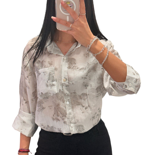 CAMISA FLORES BEIGE