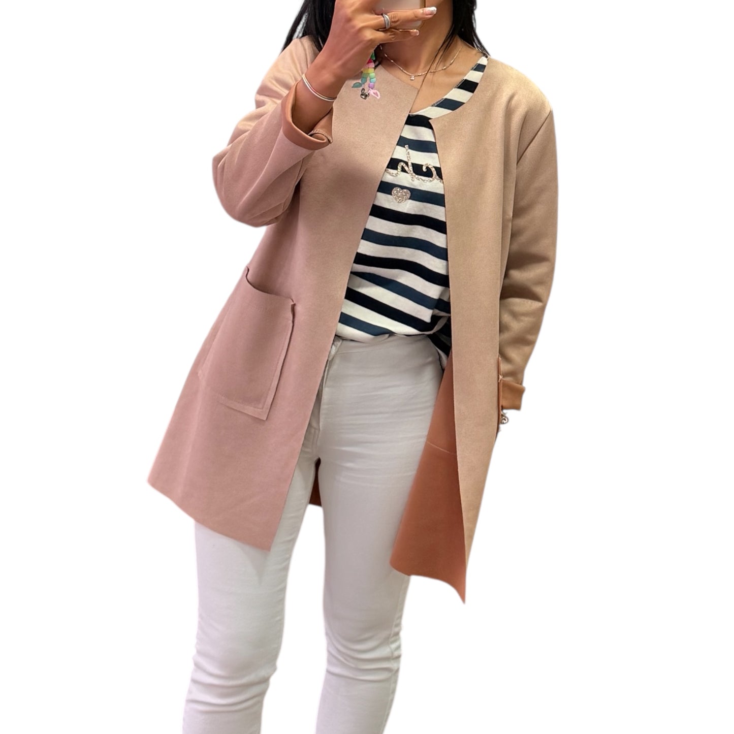 CHAQUETA LARGA BÁSICA EFECTO ANTE