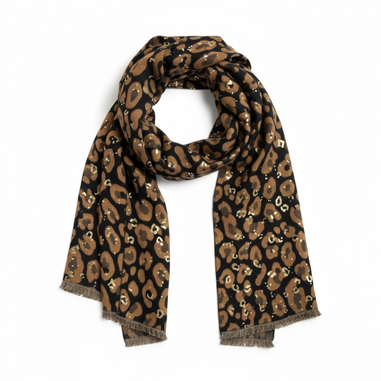 PAÑUELO MARRÓN ESTAMPADO