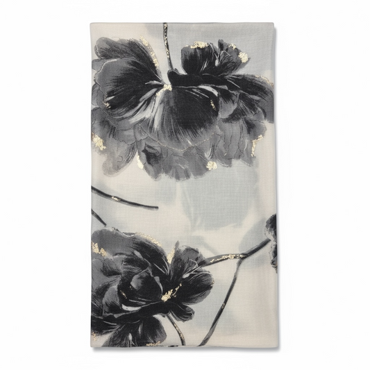 PAÑUELO BEIGE ESTAMPADO HILO DORADO