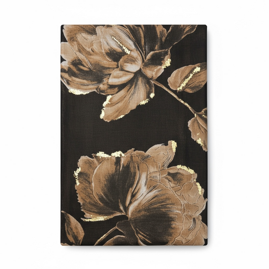 PAÑUELO NEGRO ESTAMPADO  HILO DORADO