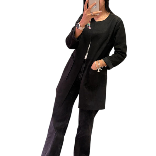 CHAQUETA LARGA BÁSICA EFECTO ANTE
