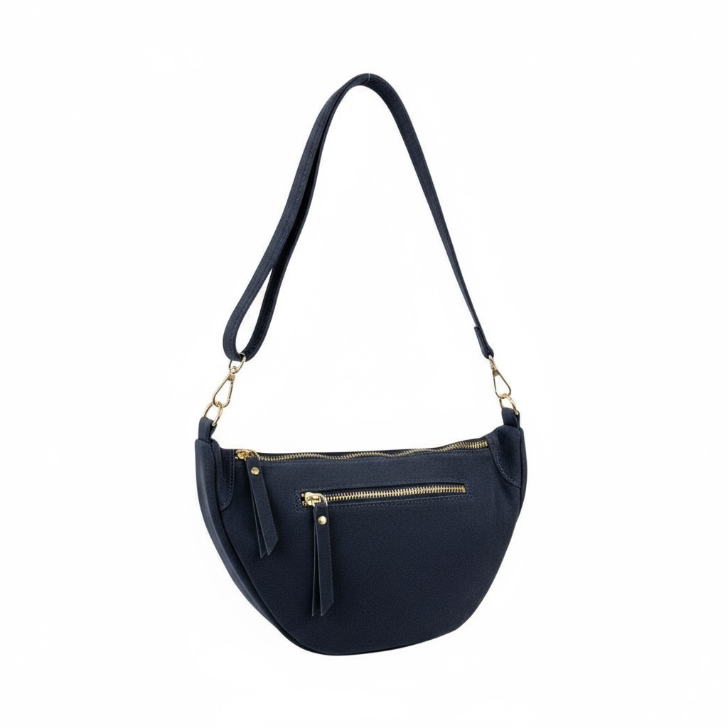 BOLSO PIEL SERRAJE DE HOMBRO AZUL MARINO