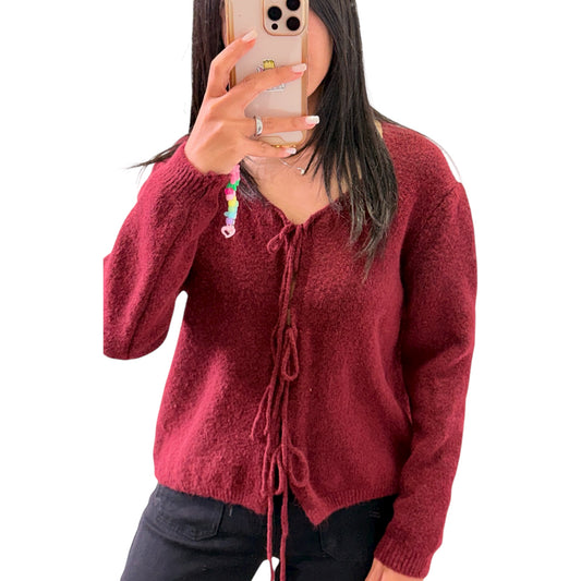 CÁRDIGAN DE MANGA LARGA CON NUDOS