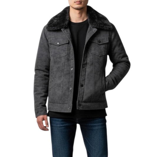 CHAQUETA EFECTO ANTE NEGRO